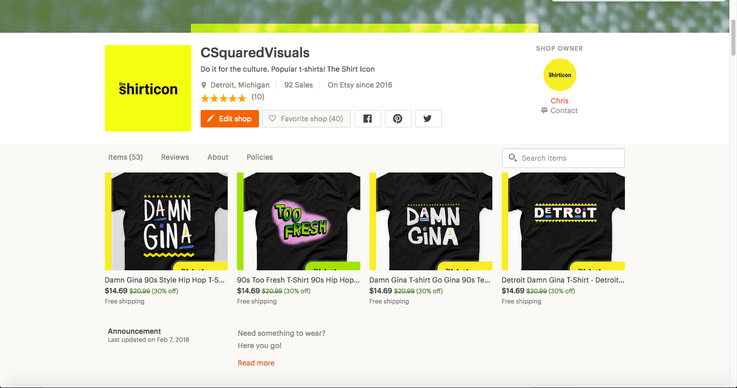 [Self-owned] The Shirt Icon | Etsy t-shop